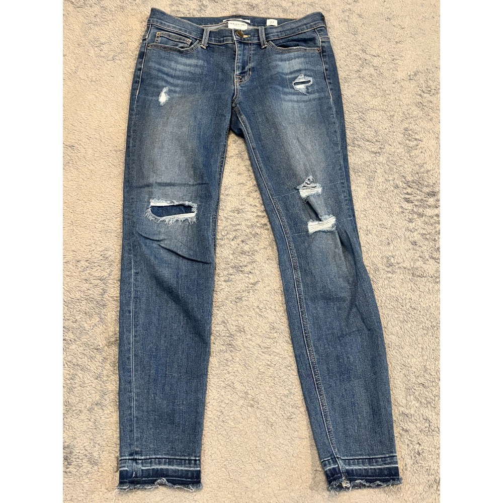 SP Black Label Jeans Womens 27 Mid Rise Blue Skinny Distressed Stretch Denim